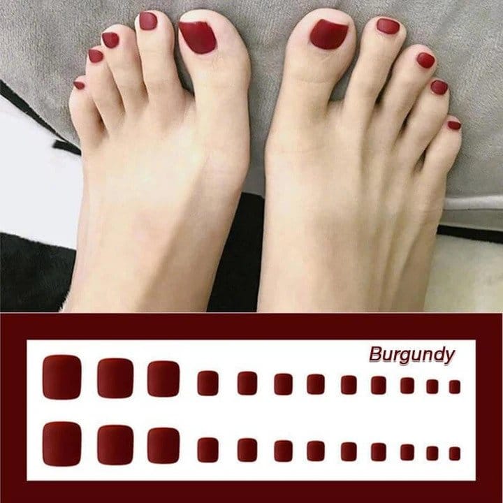 تغيير نمط لمدة دقيقة واحدة، يمكن إعادة استخدامه، أظافر وهمية لأظافر القدم (24 قطعة) - Image 3