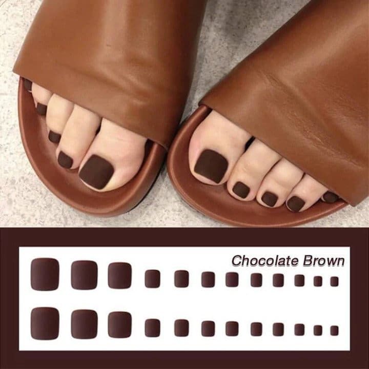 تغيير نمط لمدة دقيقة واحدة، يمكن إعادة استخدامه، أظافر وهمية لأظافر القدم (24 قطعة) - Image 6