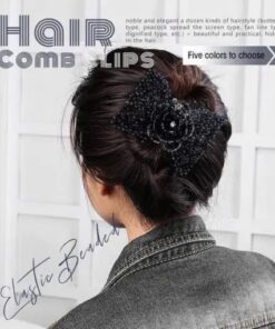 مشابك مشط شعر مرنة مطرزة (لون عشوائي)