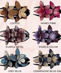 حجر الراين مشبك شعر زهرة مزدوجة